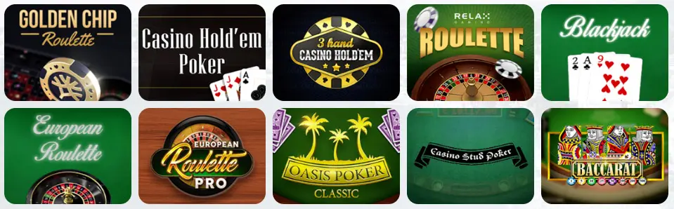 Jeux de table au Luck Of Spins Casino
